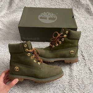 Olive green timberland work boots